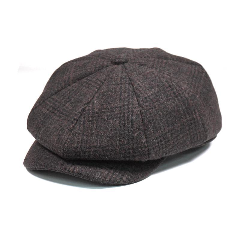 Mand plus størrelse vedbend hat stort hoved mand filt avisdreng kasket far fritid baret kasketter vinter uld flade ottekantede kasketter 55-59cm 60-62cm: Kaffegitter / 55-59cm