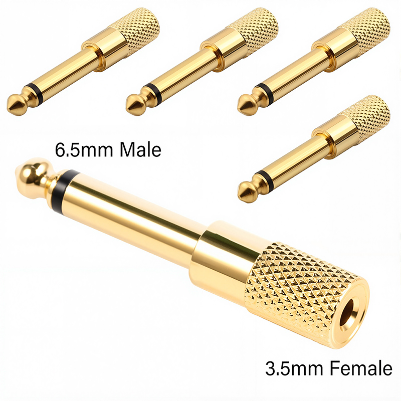 5 uds 6,35/6,5mm estéreo Mono macho a 3,5mm Audio estéreo/mono Jack hembra macho conector de clavija de Audio adaptador convertidor altavoz: Beige