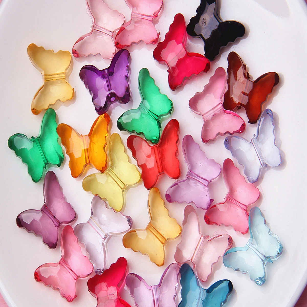 Craft Diy Gemengde Kleur Transparant Acryl Charm Kralen Diverse Vlinder Vorm: Black