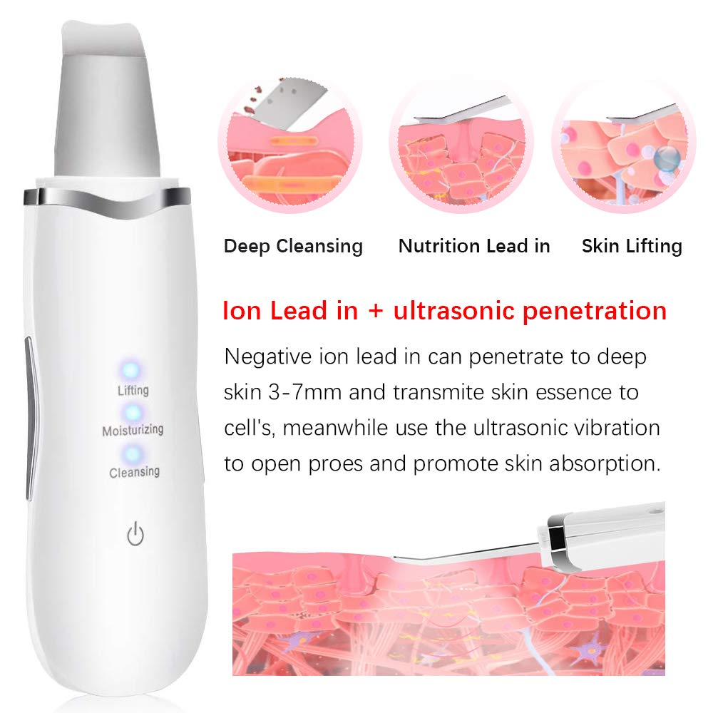 Épurateur à ultrasons pour la peau du visage, rechargeable, nettoyage des pores, à vibrations, outil destiné à l&#39;élimination des points noirs