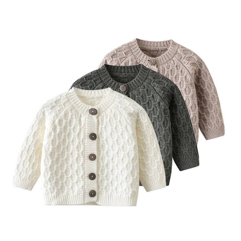 Bébé garçons filles pull vêtements automne solide tricoté à manches longues simple boutonnage manteau de tricot Cardigan veste 0-2Y