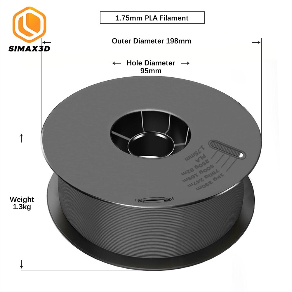 SIMAX3D 1.75mm PLA filament consumables 3D printer parts extruded plastic spool mpressora with all biodegradable resin