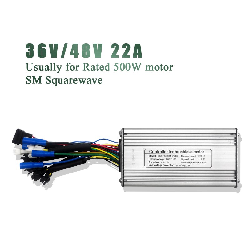 Kt Ebike Controller 36V 250W 350W 48V 500W 750W 1000W 1500W Waterdichte elektrische Fiets Ebike Controller Met Licht Functie: 22A SM Squarewave