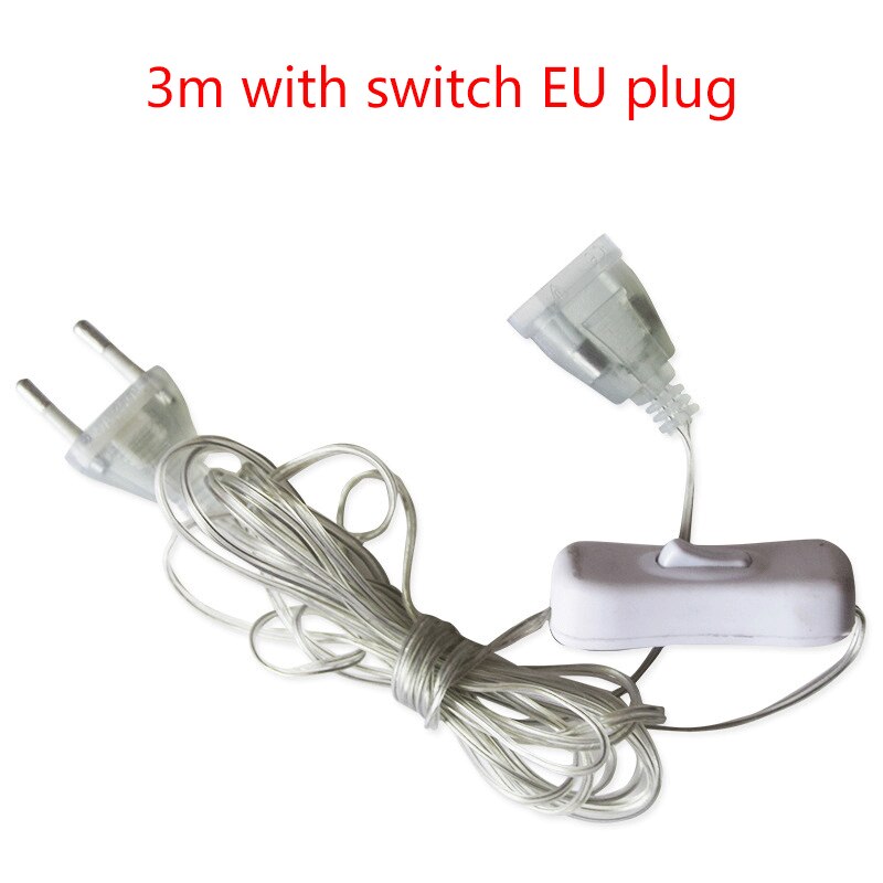 Cable extensor de 3/5M, enchufe UE/EE. UU. para Navidad, iluminación para de boda, cadena de luces LED para vacaciones, cable de extensión de luz para cortina: Azul