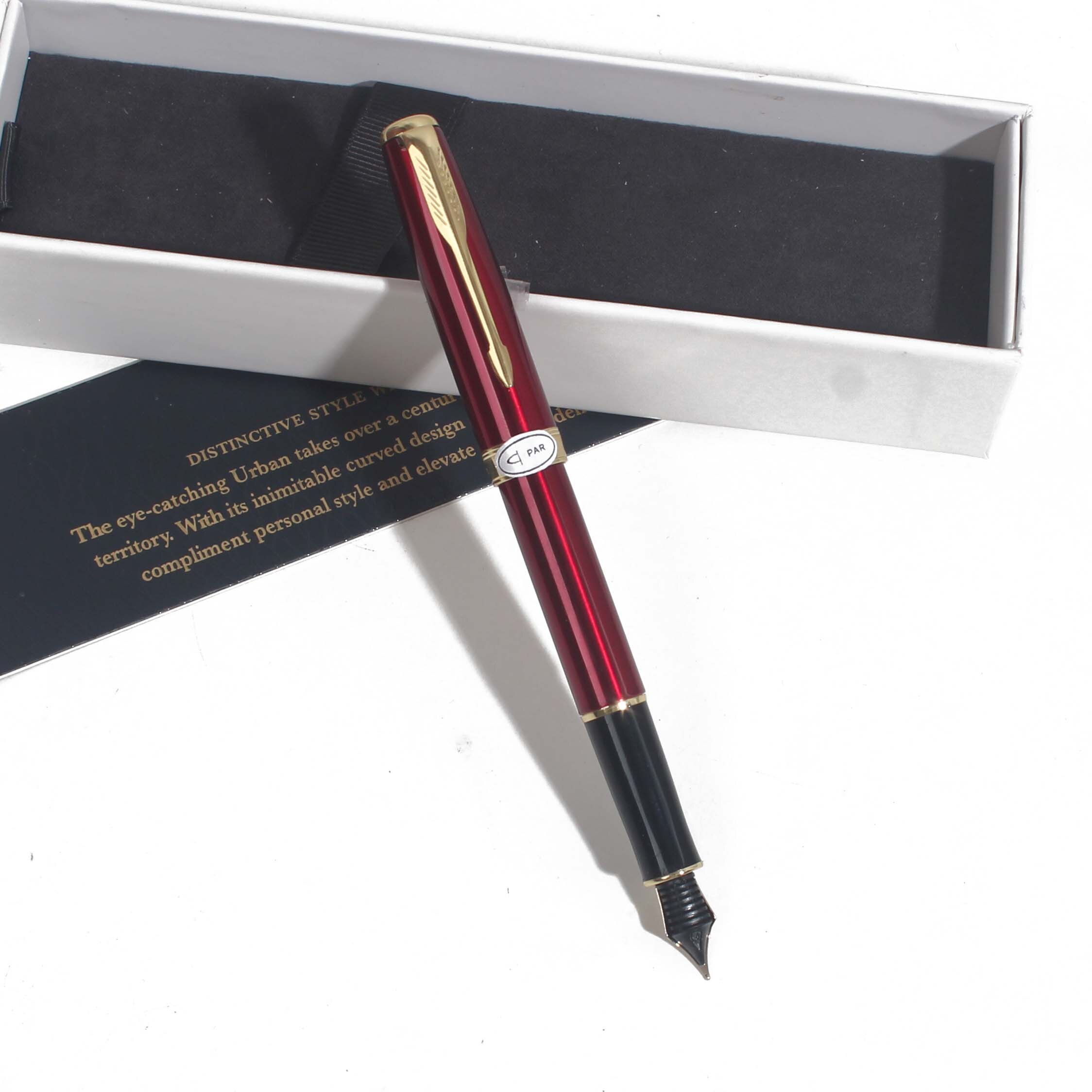 Sonneting Fountain pen metal office school pen Classic gold black gold clip pen with box black pen: Red Gold