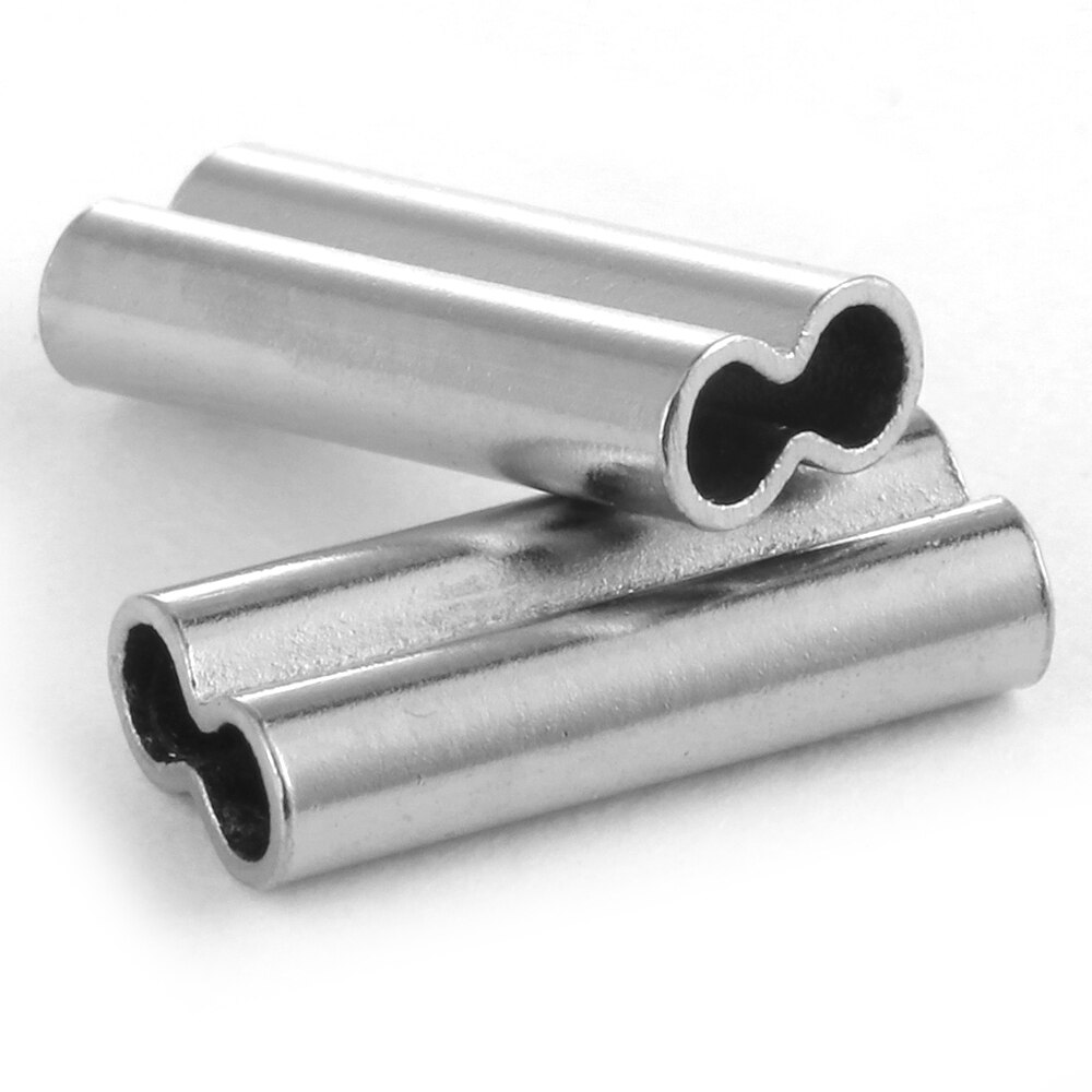 100 Pcs Stainless Steel Double Oval Copper Pipe Durable Fishing Line Crimping Sleeves Tube Connector Wire Tube Fishing Tackles