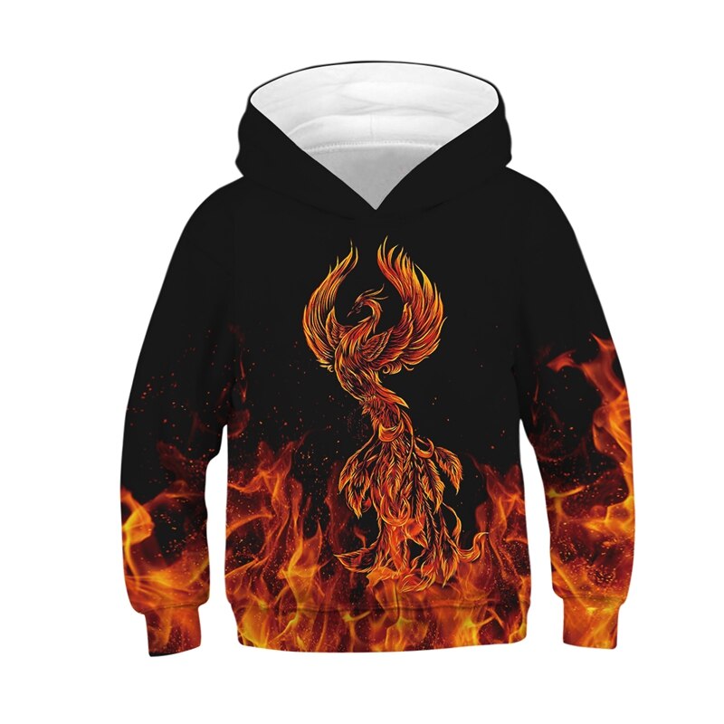 OneLineFox Kinder Hoodies 3D Druck Cheetos Feuer Phoenix Hoodie Sweatshirt Kinder Hip Hop Hoodie Jungen Mädchen Langarm Pullover