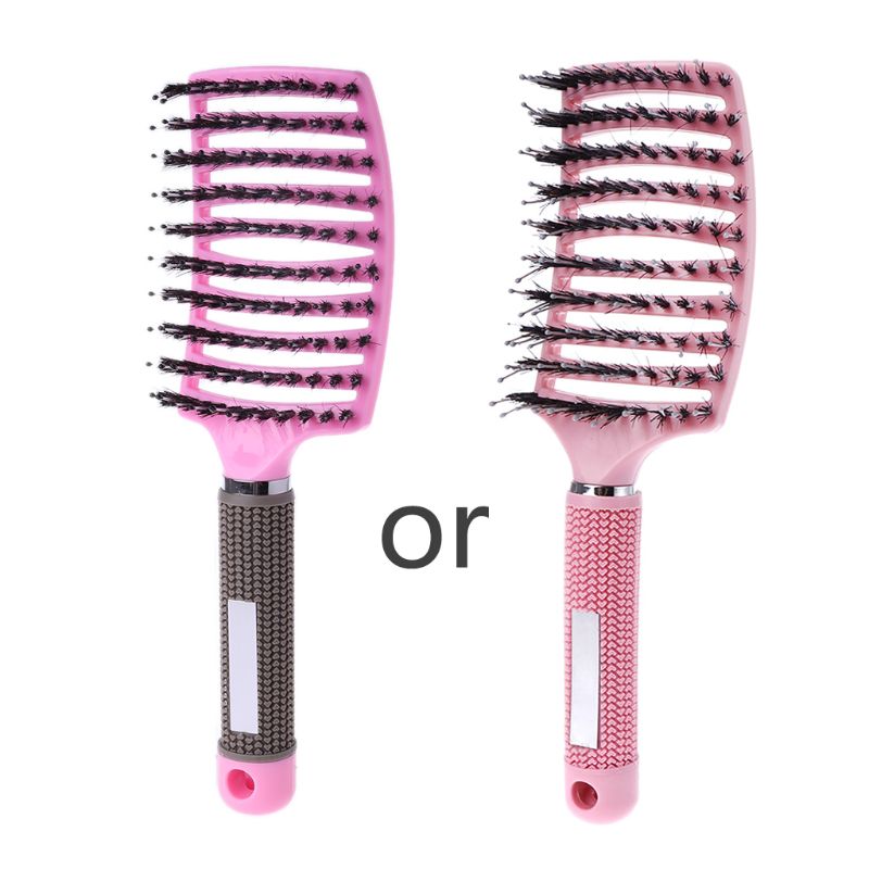 Salon Bristle &amp; Nylon Hairbrush Scalp Massage Comb Wet Hair Brush Wet Curly Hair Brush Hairdressing Styling Tools: Pink