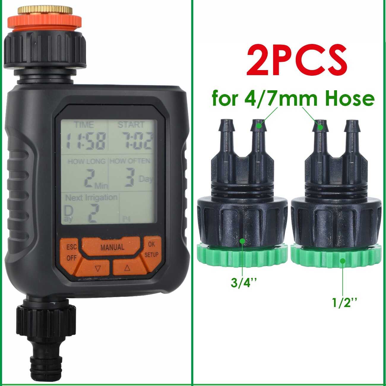 Temporizador de agua para aspersor de jardín, temporizador Digital programable automático, resistente al agua IP65 para sistema de riego de césped, controlador de riego: Blanco
