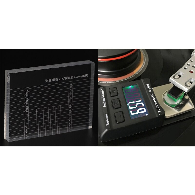 1 Pcs LP Vinyl Record Player Measuring Phono Tonearm Azimuth Ruler &amp; 1 Pcs LP Vinyl Record Needle Gauge Arm Scale