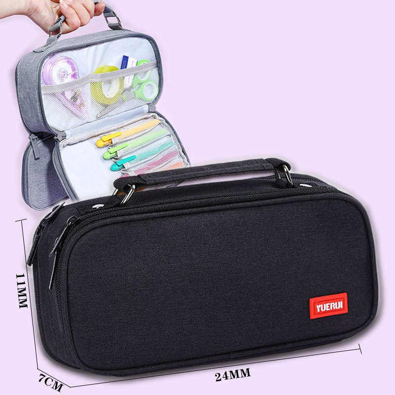 Estuche de lona de gran capacidad para lápices para niños, cartuchera bonita de doble capa, ideal para , material escolar