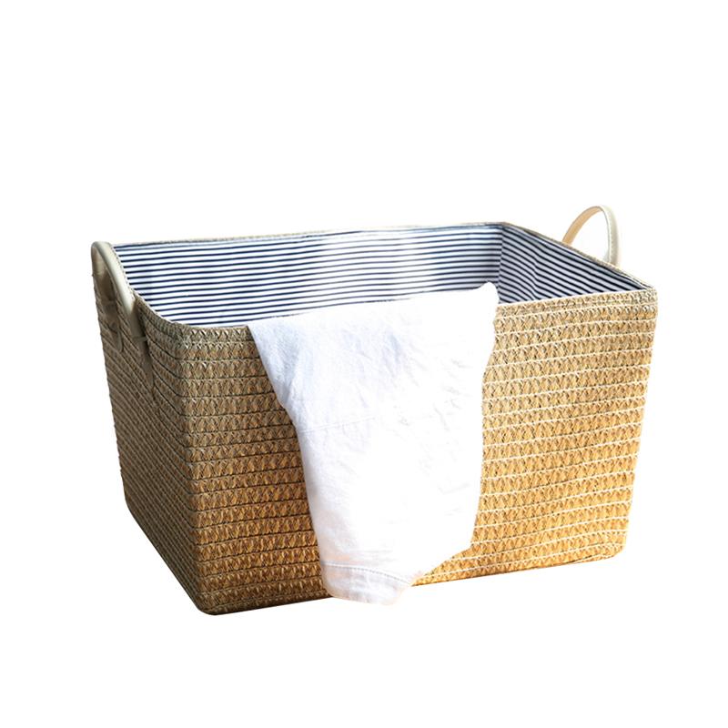 Ounona yksinkertainen pyykkikorijärjestely kori iso vaatekaappi vaatteiden säilytyslaatikko lasten lelu välipala viimeistely säilytyslaatikko (beige): Default Title