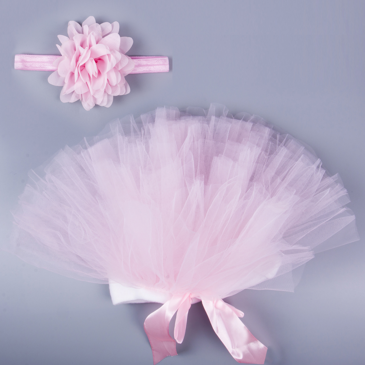 0-24M Newborn Toddler Infant Baby Tutu Clothes Skirt Headdress Flower Photography Prop 2PCS Outfit 0-24M