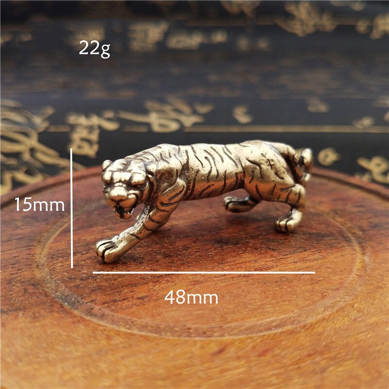 Antik bronze velkommen afskærmet løve konge statue hjem feng shui dekorationer heldig kobber ugle miniature figurer bordpynt: Tiger