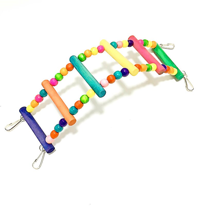 Juguetes pájaros mascotas aves Swing de Color madera escalera para loros Flexible buena loro juguetes de madera soportes para loros aves Accesorios