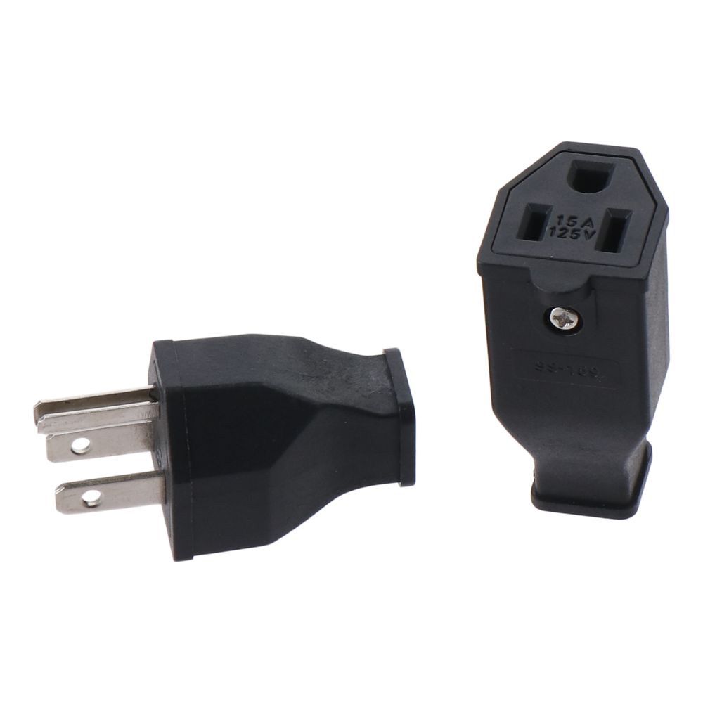 15a 125V Verlengsnoer Uiteinden Connector Set Black Shell Vervangende Plug 2 Polige 3-draads Mannelijke En Vrouwelijke Aardingstekker