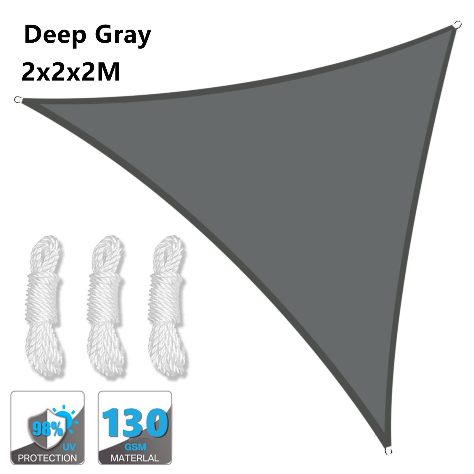 280GSM Grey Awnings Shade Sail Cloth Waterproof Oxford Garden Square/Triangle Sunshade 98%UV protection outdoor Canopy: Tiangle DG 2x2x2M