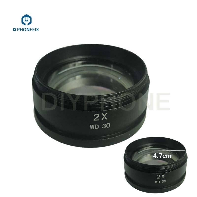 Microscopio de lente objetivo auxiliar Barlow, Trinocular auxiliar para microscopio Lente de Cristal, Zoom estéreo, WD165, 0.5X, 0.7X, 1.0X, 2.0X
