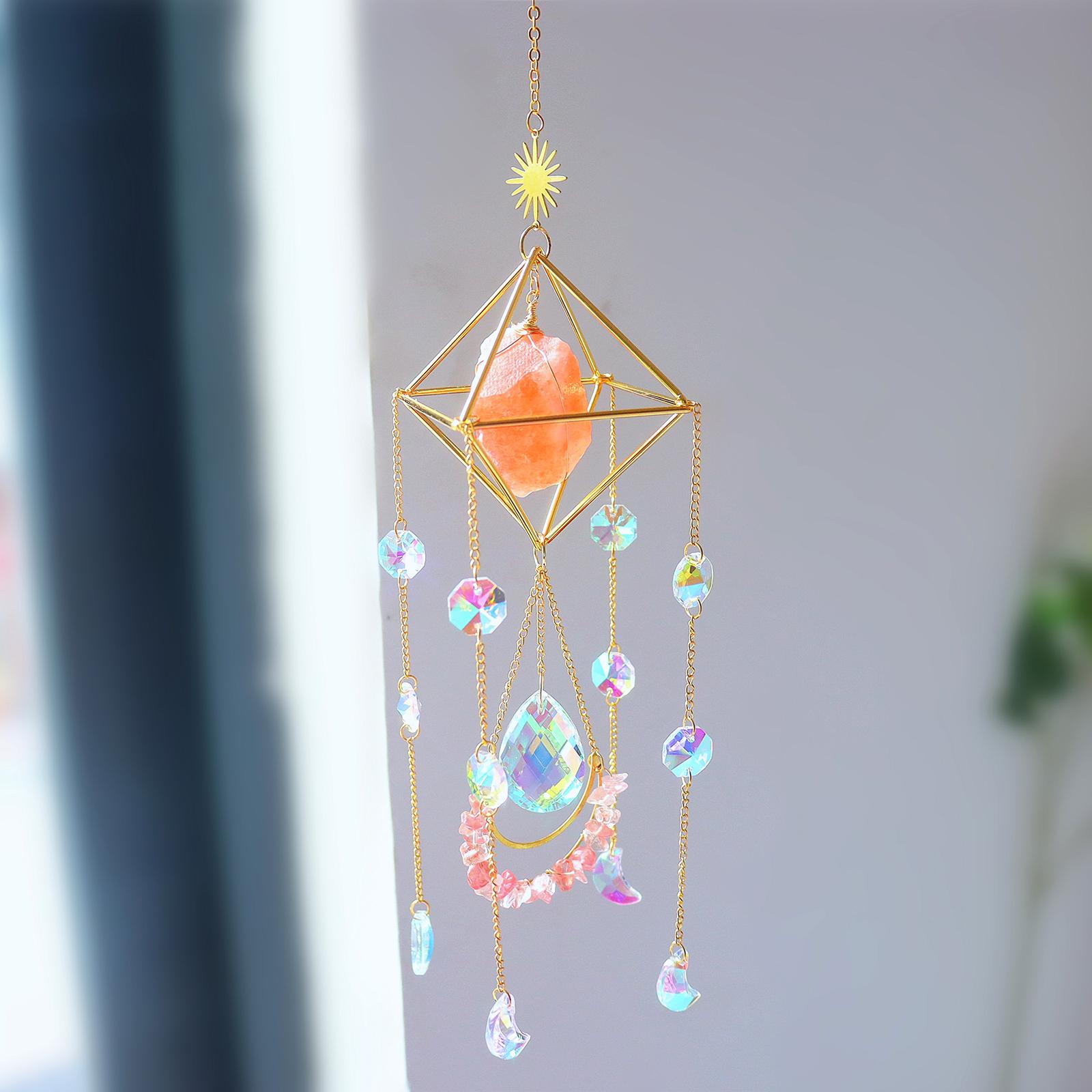 Crystal Wind Chimes Pendant Rainbow Maker Prism Ball Ornament Feng Shui Hanging for Christmas Party Car Home Decoration