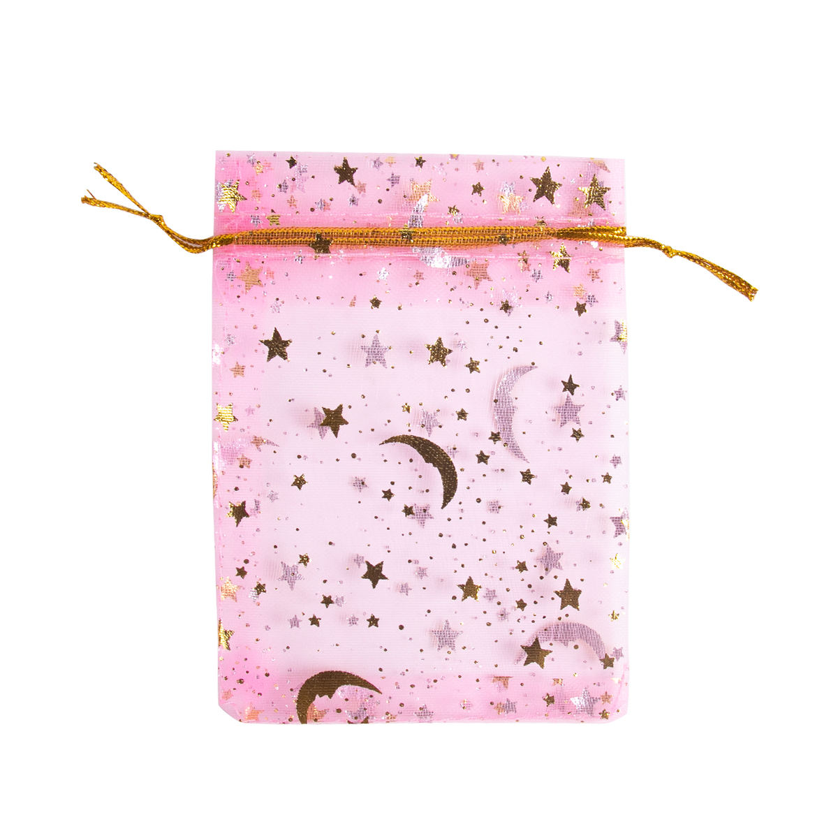 50pcs Star Moon Drawstring Organza Sack Bags Eid Mubarak Wedding Party decoration Candy Packing Bag Jewelry Pouch: light yellow