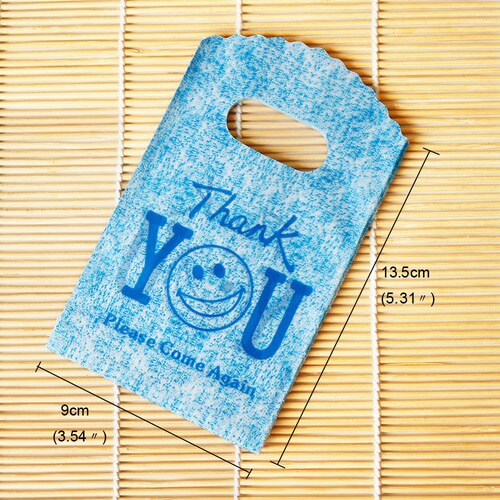 Mini bolsa de plástico con forma de sonrisa para almacenamiento, Mini bolsa de plástico con estampado de sonrisa creativa, ideal para almacenamiento escolar, 50 Uds.: blue