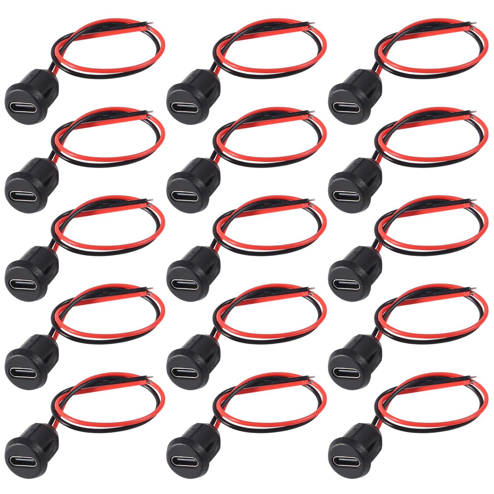 Conector USB tipo C hembra de 2 pines, resistente al agua, con enchufe hembra, puerto de carga de carga rápida, enchufe de cargador USB-C, 5 uds.