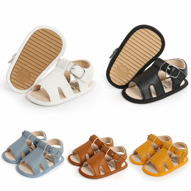 Sandales antidérapantes en toile PU pour bébés de 0 à 18 mois, baskets d'été à la pour garçons, chaussures pour bébés de 0 à 18 mois,