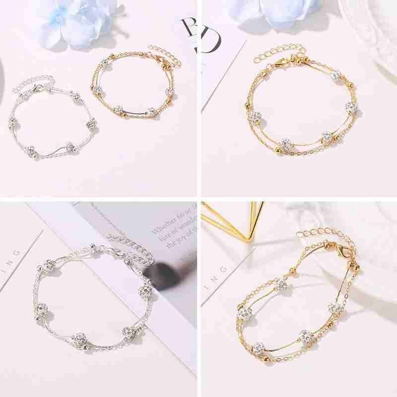 Double Plage Cheville Or Argent Couleur D'été Plage Pied jambe Feminin Sandales Pieds Nus cheville Accessoires Bracelet R1W6