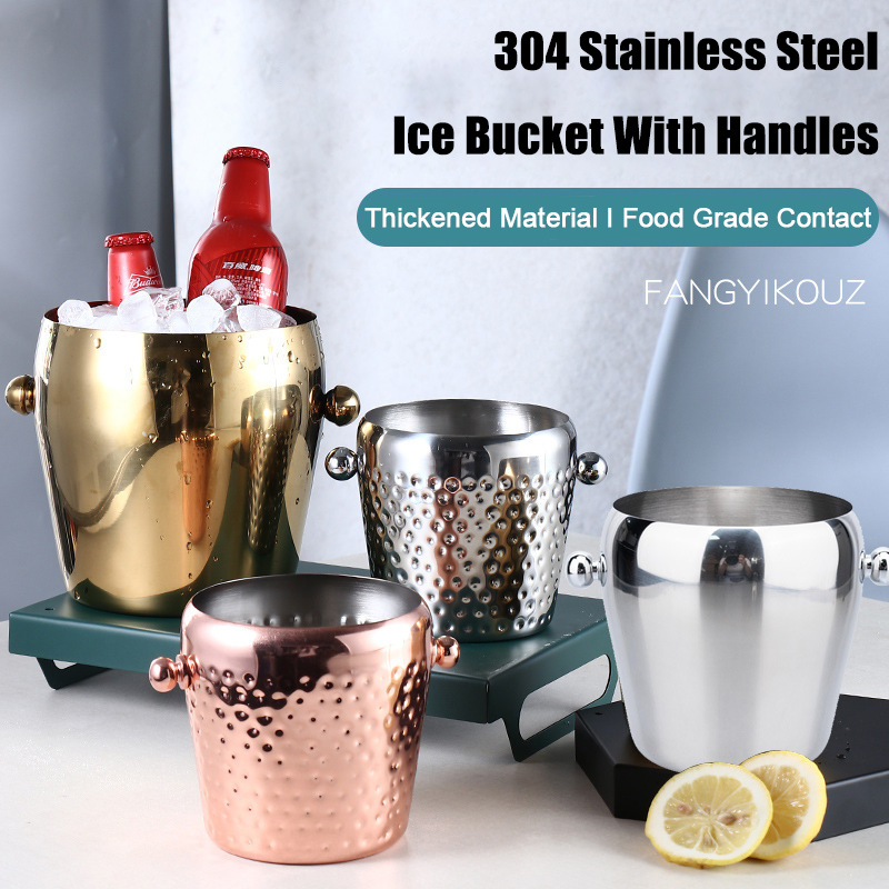 Cubo enfriador de vino y cerveza, 1L, 2L, soporte de almacenamiento de cubitos de hielo de acero inoxidable para Bar KTV, cocina, , Bar, champán, vino, cubos de cerveza