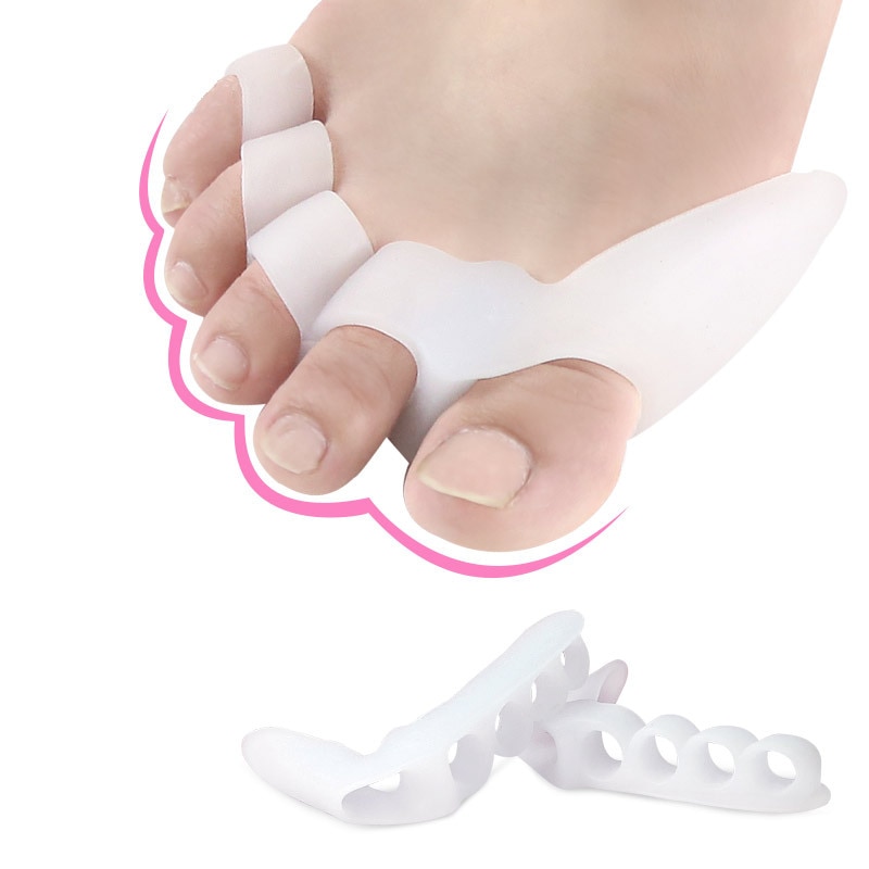 2 stuks = 1 paar Teen Separator Zachte 5-gat Hallux Valgus Stijltang Orthodontische Siliconen Teen Cover Voetverzorging tool Orthopedische Binnenzool