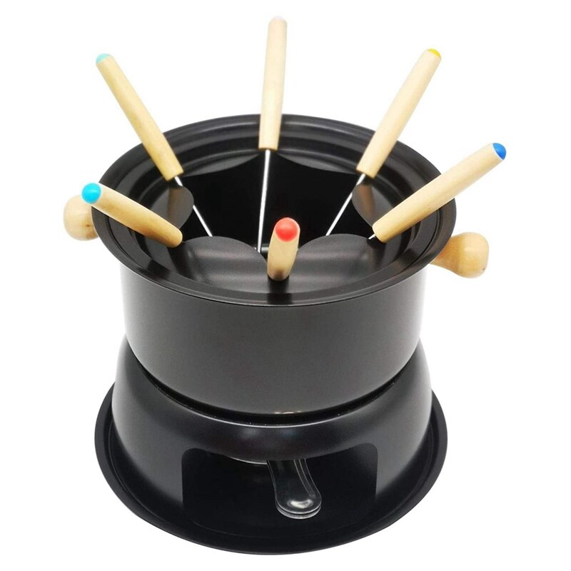 Mini Stainless Steel Fondue Pot Set Cheese Chocolate Fondue 6 Dipping Forks And Removable Pot Melts Candy Sauce Dip: Default Title