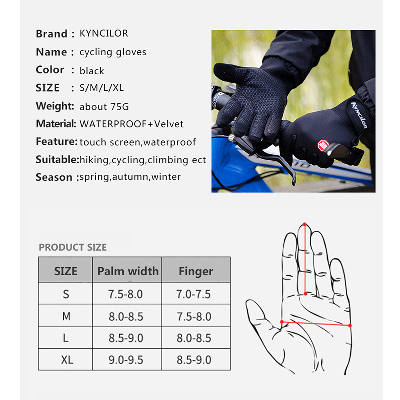 Winter Men Cycling Gloves Full Finger Touch Screen Waterproof Windproof Sport MTB Road Bike Warmer Bicycle Motorcycle Mitten