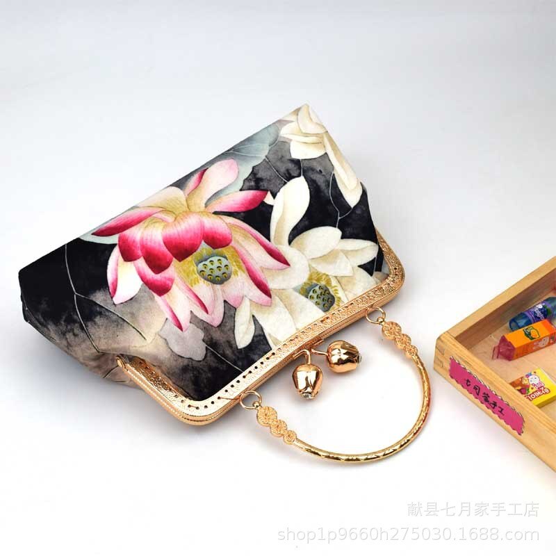 Alasir bolso de Material Diy hecho a mano, marco de Corte libre, bolso de hilo, bolso de hombro para mujer, bolsos semiacabados de estilo chino