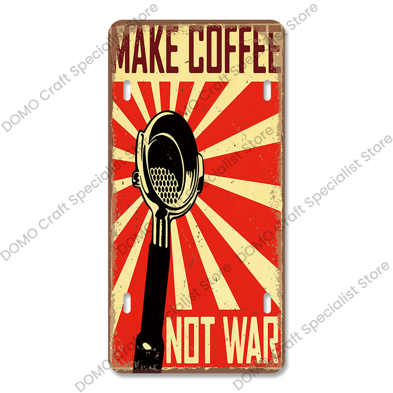 Placa de licencias de café, carteles de hojalata de Metal Vintage, placas de Metal Retro para café, cocina, sala de estar, decoración artística de pared del hogar: Blanco