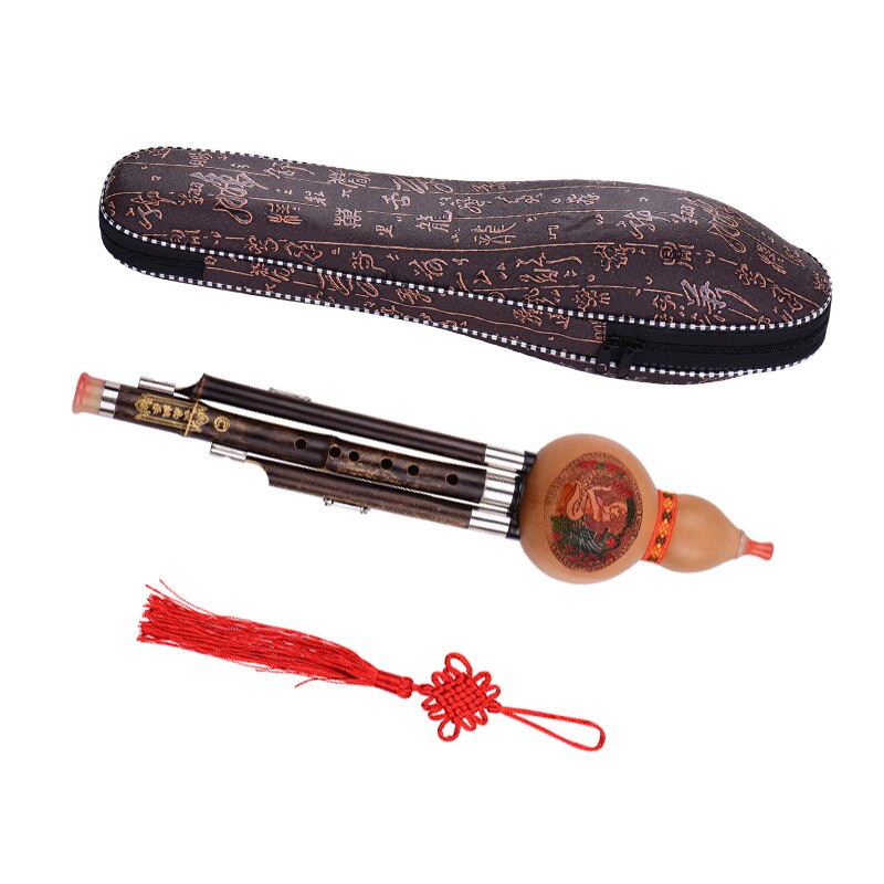 3- tons c-nyckel hulusi kalebass gurka flöjt svarta bambupipor traditionellt kinesiskt instrument med kinesisk knutfodral för nybörjare: Typ 1
