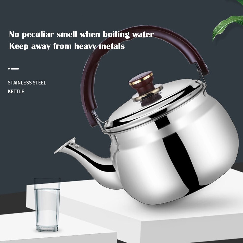 Stainless Steel Boiling Water Kettle Thicken Large Capacity Whistling Pot Beep Reminder Teapot Suitable For Induction Cooker