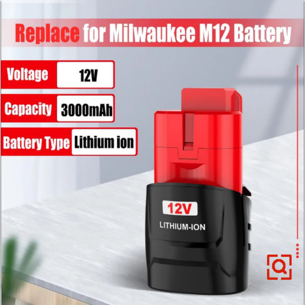 2 st.  m12- pack batterier till milwaukee 3000 mah litiumjonbatteri 48-11-2411 ersättning för milwaukee  xc 48-11-2410 48-11-2420 elverktyg