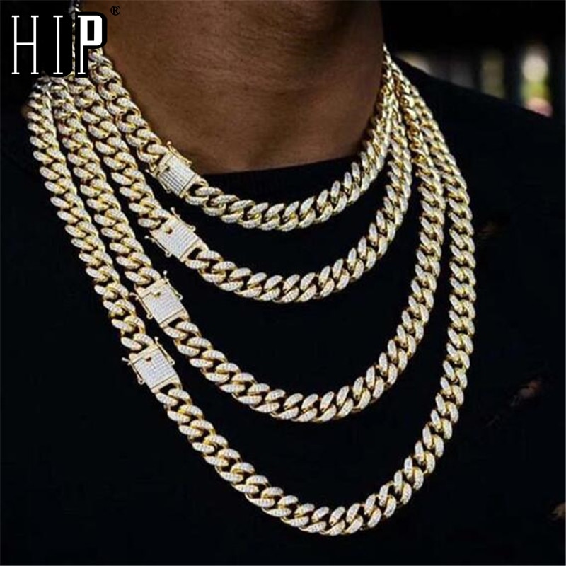Hip Hop Vol Steentjes Iced Out Miami Curb Cubaanse Collier 50-75 Cm Lengte Goud Verharde Cz Bling kettingen Voor Mannen Sieraden