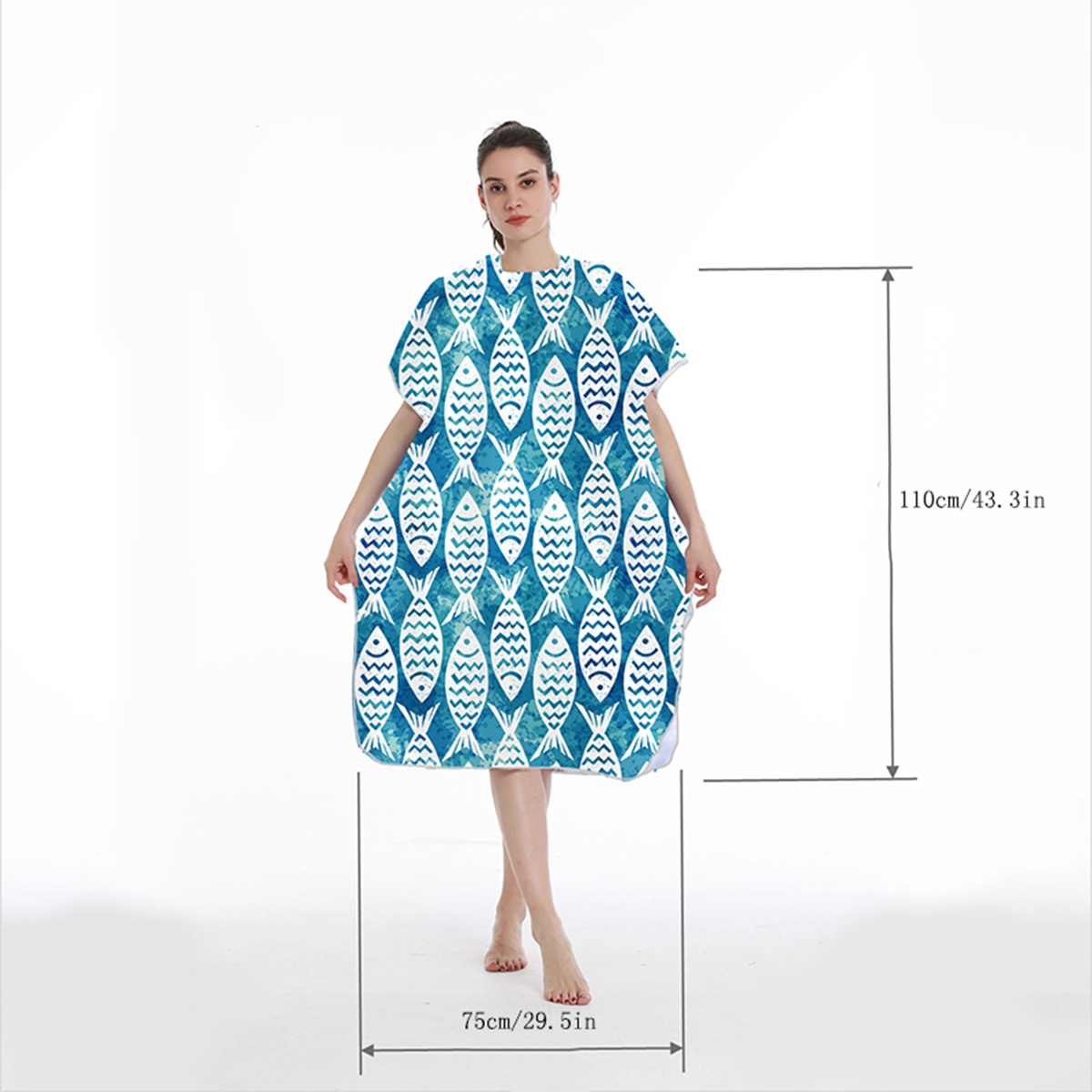 Badetuch mit Kapuze für Erwachsene, Mikrofaser-Poncho, Strand, schnell trocknender Bademantel, Umhang, Strand-Bademantel