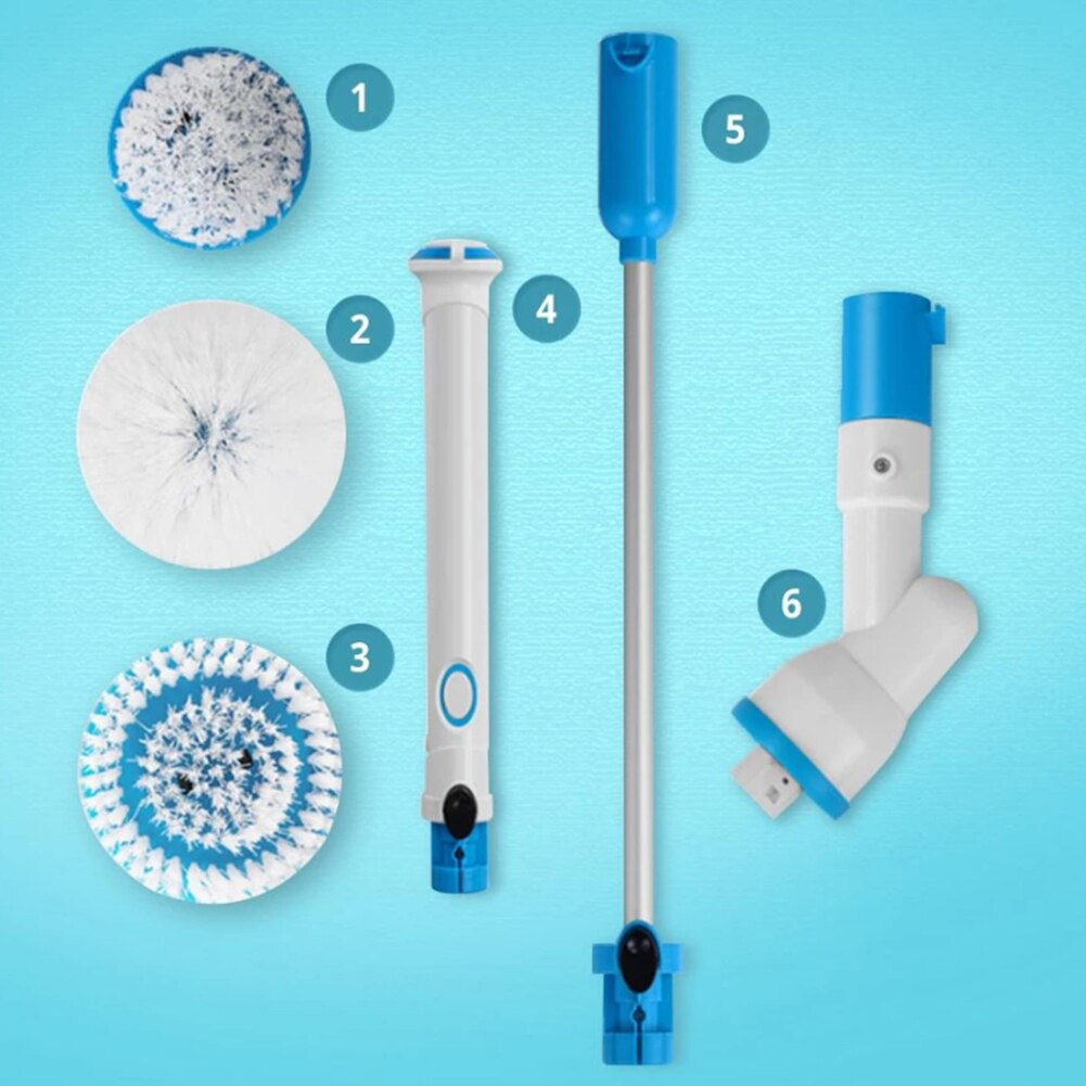 Electric Spin Scrubber Turbo Scrub Cleaning Brush Cordless Chargeable Bathroom Cleaner with Extension Handle Adaptive Brush Tub