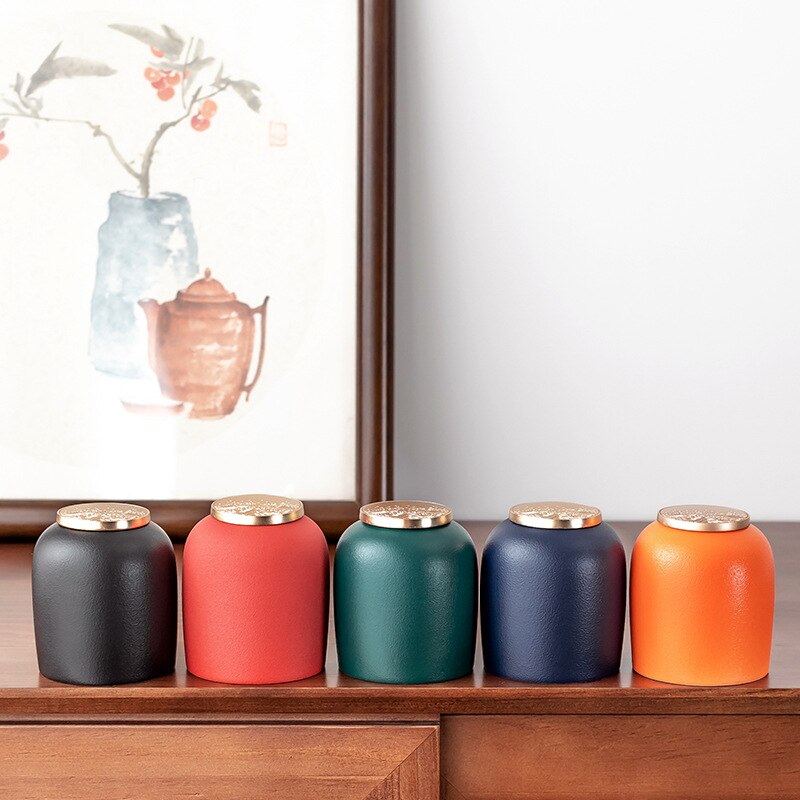 Rough Pottery Portable Tea Pot Kiln Change Sealed Pot Mini Tea Warehouse Household Storage Pot Tea Caddy Travel Tea Jar ZB63