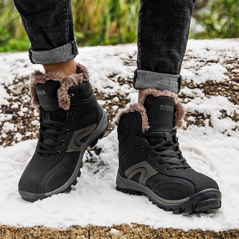 Sneakers Mannen Schoenen Met Bont Warm Houden Lederen Timber Land Werk Laarzen Mens Voet Outdoor Waterdichte Mannelijke Wandelschoenen