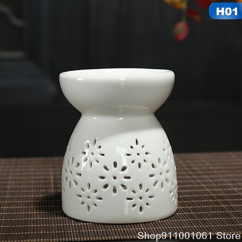 Ceramic Essential Aromatherapy Oil Burner Lamps Aroma Diffuser Home Living Room Candle Holder Oil Incense Burner: H01