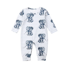 0-24M Pasgeboren Baby Baby Boy Meisje Kleding Leuke Olifant Print Katoen Romper Jumpsuit Playsuit Herfst Kleding