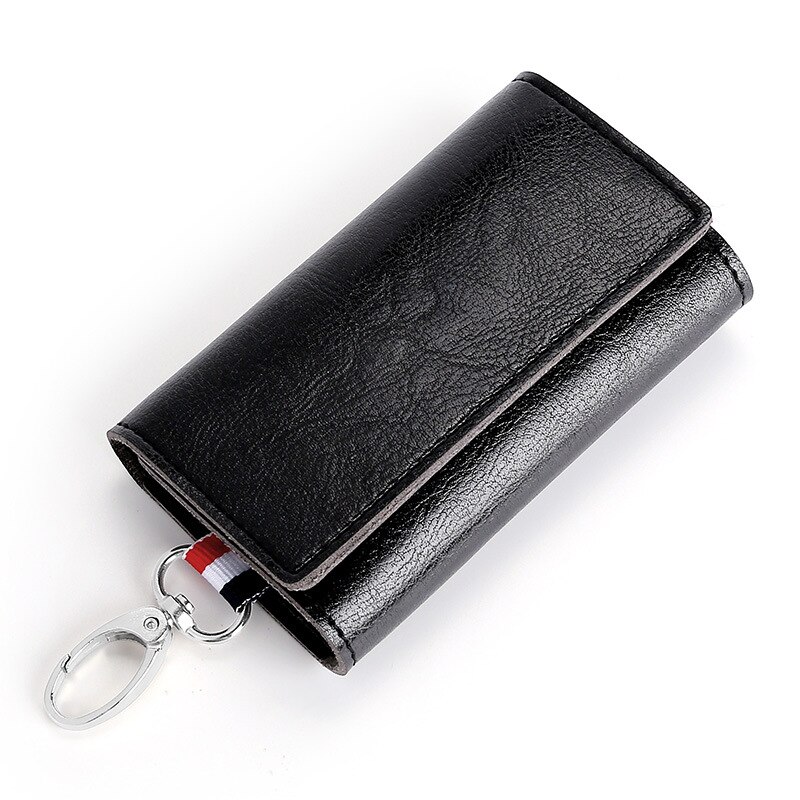 ZUID GANS PU Lederen Sleutel Portefeuilles Autosleutel Houders Mannen & Vrouwen Huishoudster Houders Smart Organizer Bag Sleutelhanger Pouch portemonnee: Black