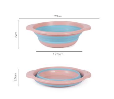 Lille bærbar foldbar håndvask rejsebad husstand ren skål baby pp badeværelse håndvask rejser camping skål: S lyserød
