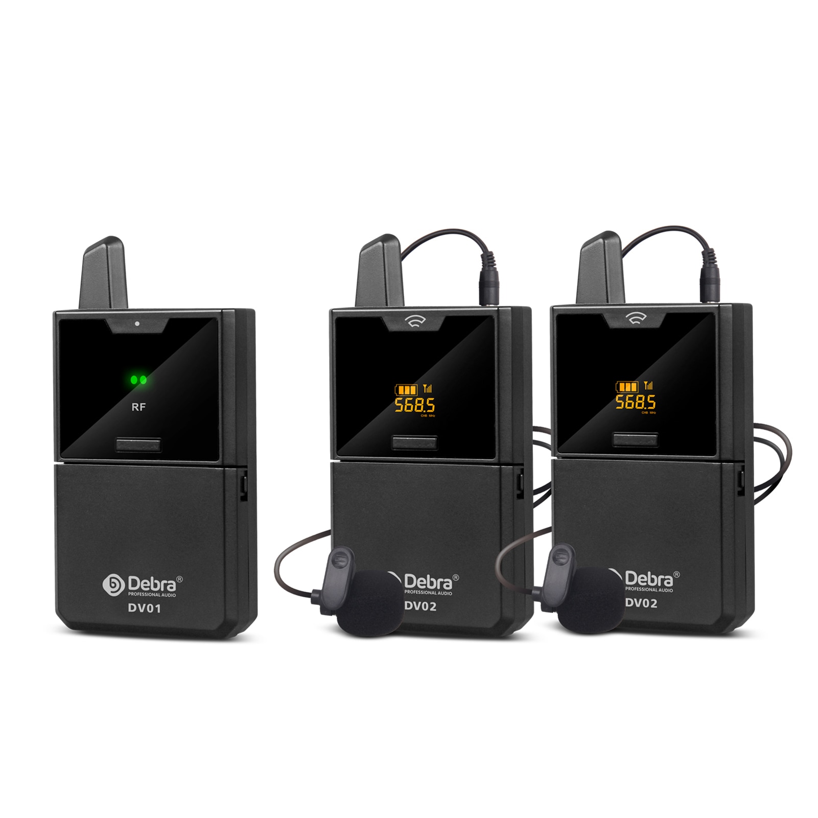 UHF Wireless Collar Clip Microphone w/ Audio Monitor Function for phones Cameras Outdoor Interview Live Broadcast Tie-clip Mic: Set B 2pcs mic