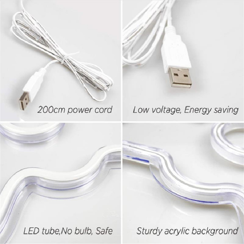 Neon Sign Light Alien Shaped Wall Hanging Lights for Home Children's Room Cloud Night Lamps Xmas Party Art Decor