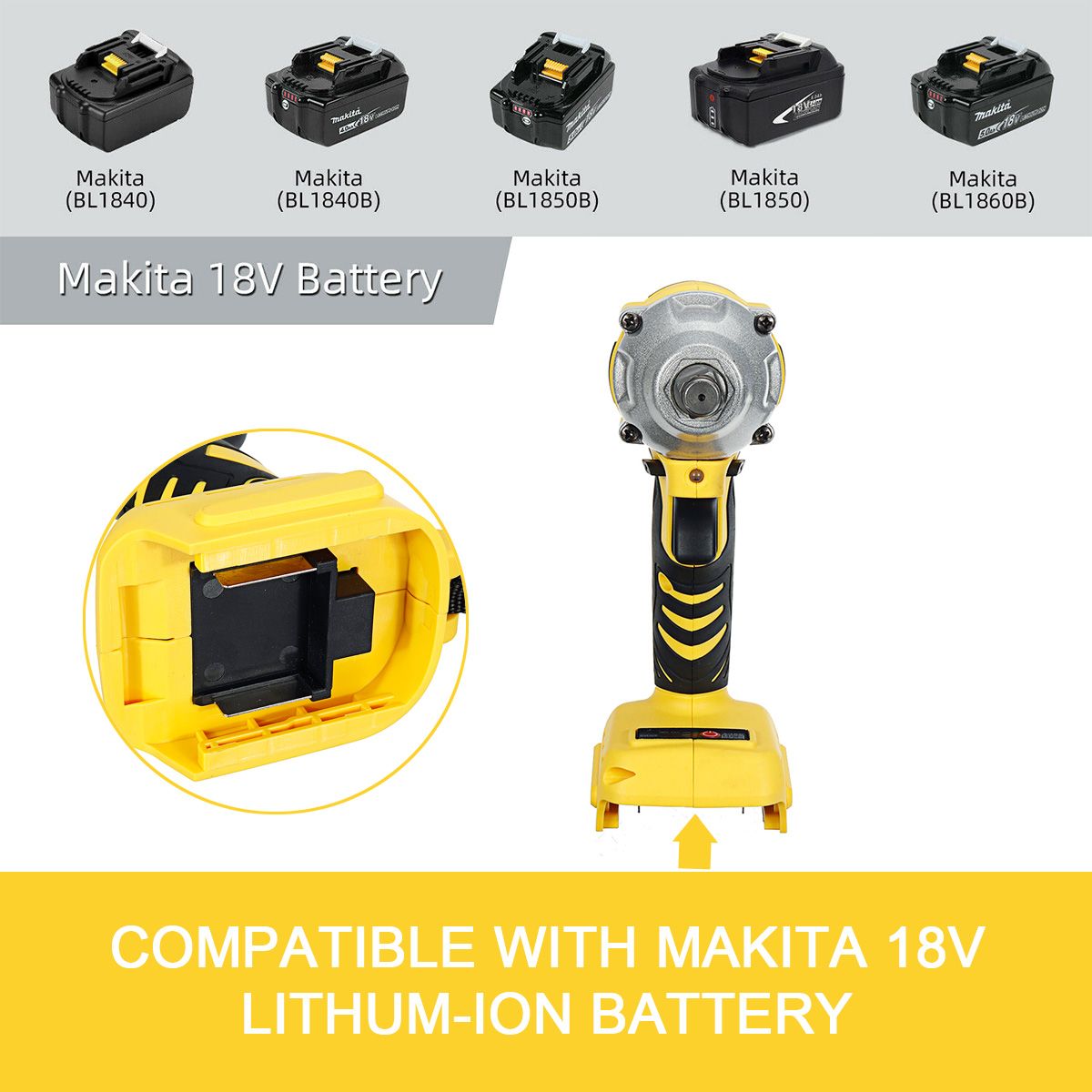 Cordless Brushless Impact Wrench Driver Replace For Makita DTW285Z Body 18V Li-Ion Cordless 1/2'' Electric Wrench Driver