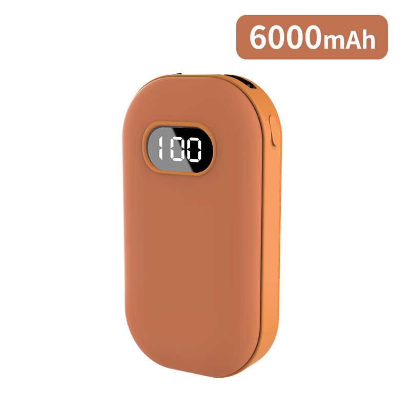 Kaiqisj 6000Mah Usb Oplaadbare Elektrische Handwarmer Winter Double-Side Verwarming 5V Mini Power Bank 2 In 1 Noodstroom: Orange